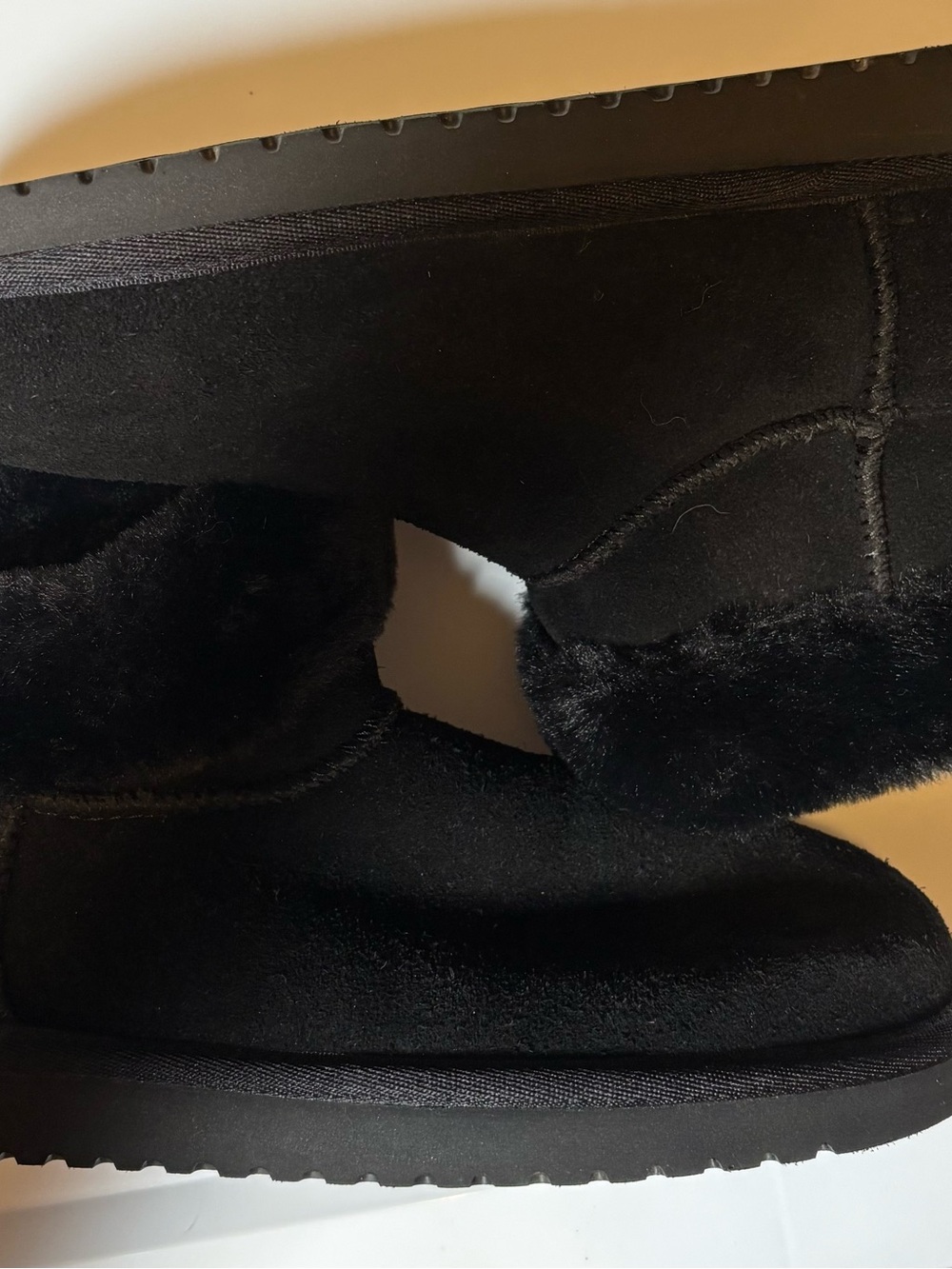 Koolaburra Black Plush Fold-Over Ankle Booties